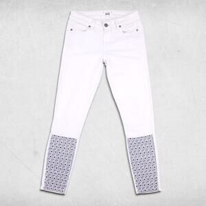 Paige Verdugo Ankle Jeans Women’s 26 White Wash Skinny Stretch Embroidered Denim